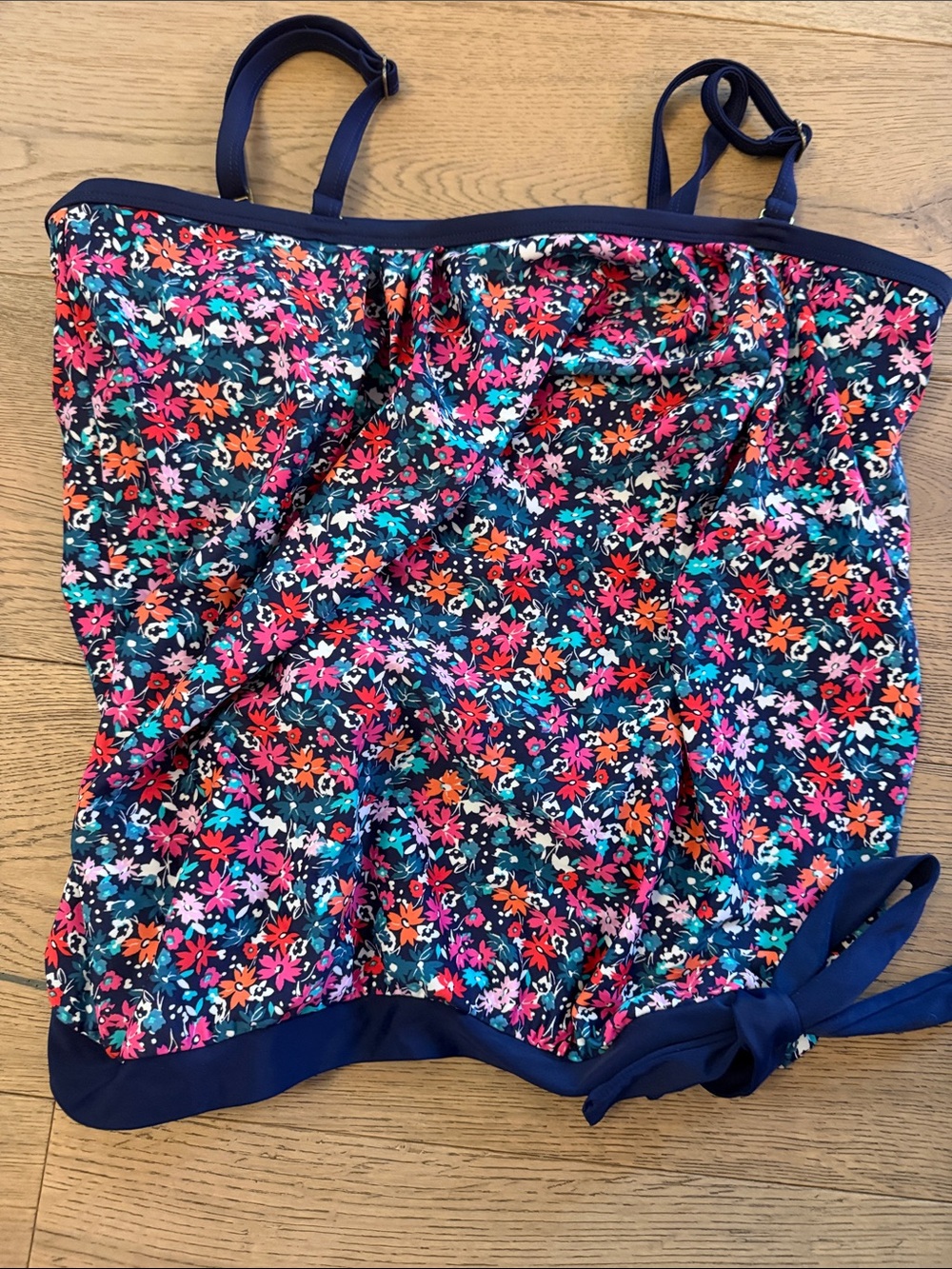 Island Escape Floral Tankini Bodysuit in Navy with Multicolor Flowers blousy fit